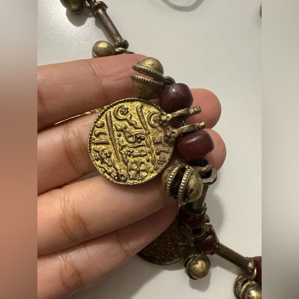Middle Eastern Tribal Coin/Bell Dangle Necklace - Picture 3 of 8